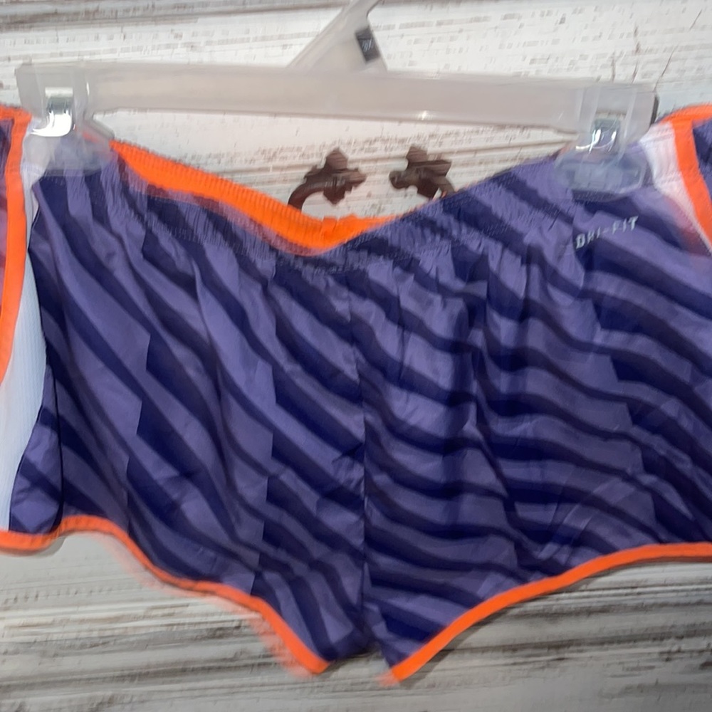 NWOT Nike dri fit purple leopard shorts with neon trim drawstring size xl cute - Picture 2 of 6